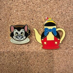 Disney Figaro and Pinocchio Teapot and Tea cup Pin Set from Loungefly mystery